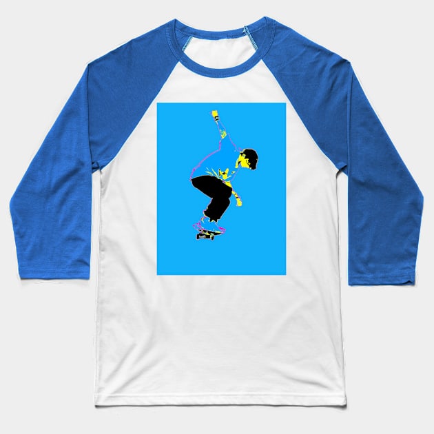 Ready to Jump - Skateboarder Baseball T-Shirt by Highseller